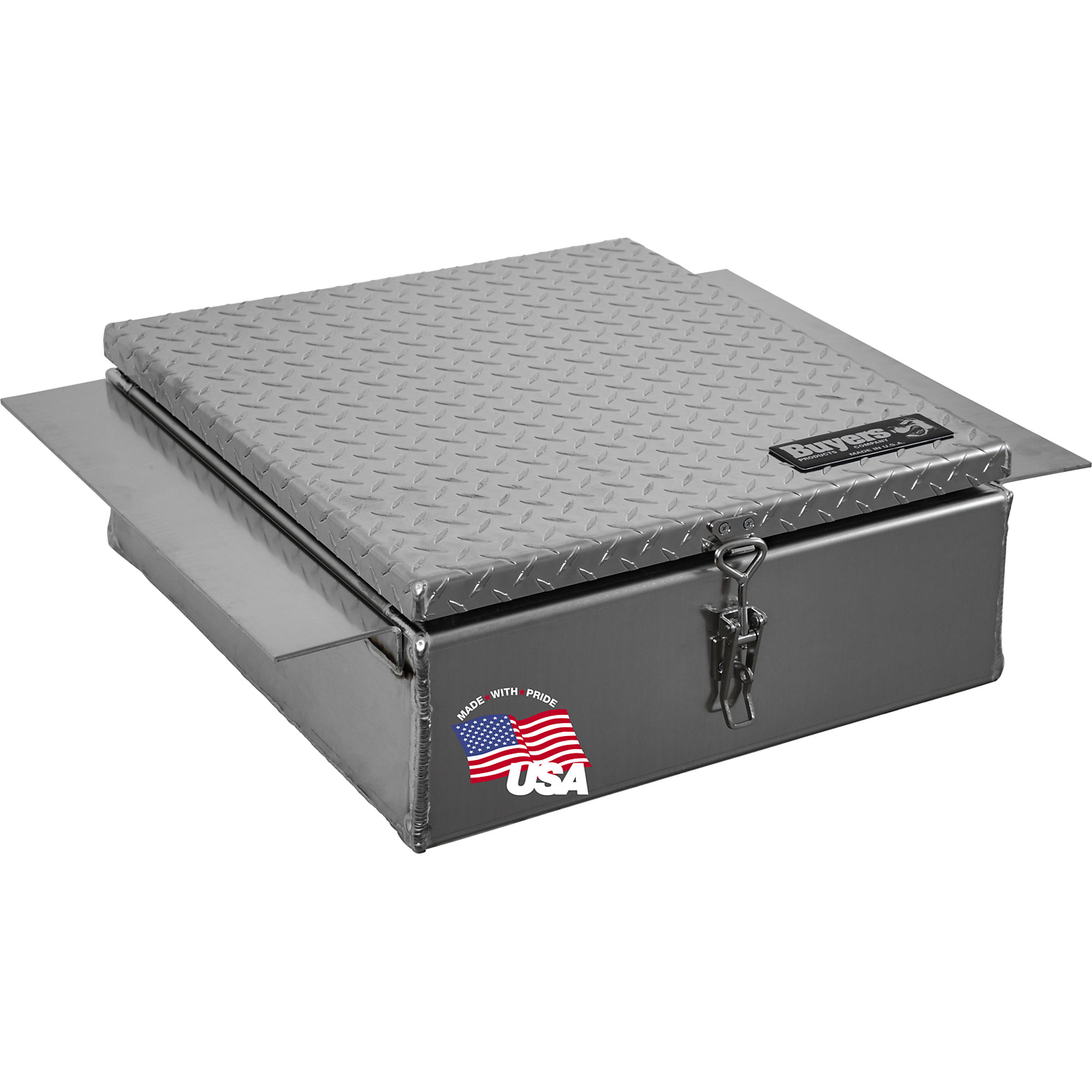 Buyers Products, 24x22x9in.-Frame Semi Truck Tool Storage Battery Box, Width 22 in, Material Aluminum, Color Finish Diamond Plate Silver, Model# 1705384